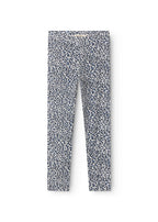 Leggings i blå leopardmønster, lange ben med bred linning