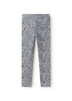 Leggings med blå leopardmønster, lange ben og ensfarvet linning
