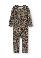 Baby jumpsuit in leopard print
