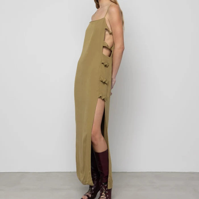 Linen Maxi Dress with Knots