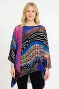 Lior One Size Vibrant Stripe Laticce Print Tunic Women's