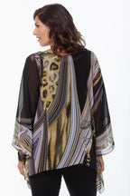 LIOR Women's One Size Fits All  Brown Marble Animal Sheer Blouse