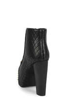 LITA-CROWN Jeffrey Campbell Platform Heeled Bootie Black Quilted Gold
