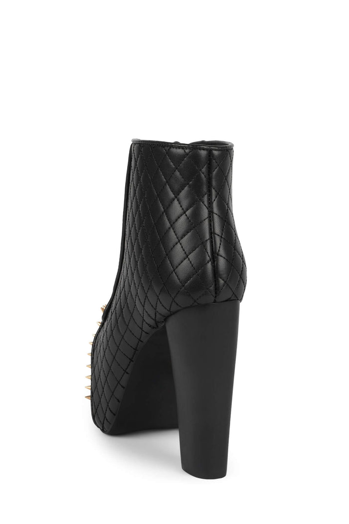 LITA-CROWN Jeffrey Campbell Platform Heeled Bootie Black Quilted Gold