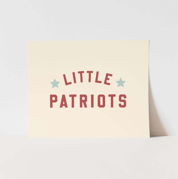 Card with 'Little Patriots' text on a light background