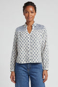 Livi Organic Cotton Blouse | Cream/Blue