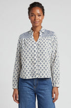Livi Organic Cotton Blouse | Cream/Blue
