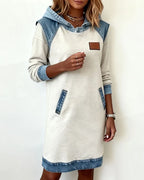 Lunariae - Robe casual à capuche style contrasté
