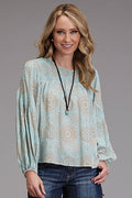 Mandala Print Peasant Blouse by Stetson