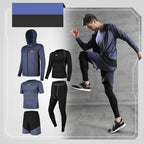 Men’s 5-Piece Quick-Dry Sports Training Suit – Running & Basketball