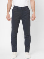Men's Cotton Lycra Slim Fit Pants Navy