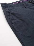 Men's Cotton Lycra Slim Fit Pants Navy