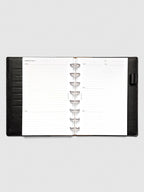 Insert in use inside a discbound planner system. Size shown is Half Letter.