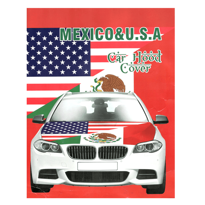 Mexico & USA Flag Car Hood Cover – Fits Most Cars 49–61" - TRUECOLOR WHOLESALE