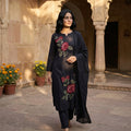 Midnight blueish black pure cotton Ready suit set