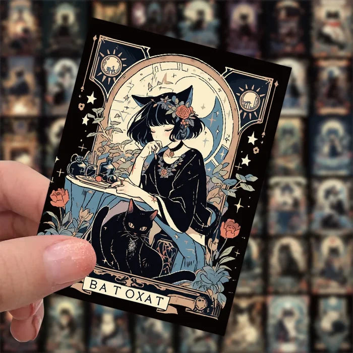 Midnight Feline Fantasy Stickers - Original Kawaii Pen