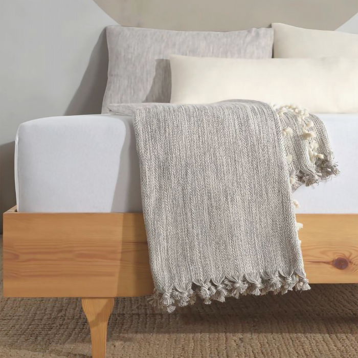 Minimalist 100% Cotton Throw Blankets & Bedspreads: Grey Checkered / Throw Size: 51x79 inch
