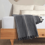 Minimalist 100% Cotton Throw Blankets & Bedspreads: Grey Checkered / Throw Size: 51x79 inch