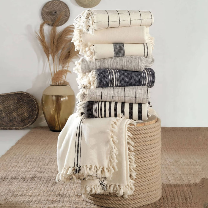 Minimalist 100% Cotton Throw Blankets & Bedspreads: Mustard / Throw Size: 51x79 inch