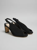 Moda in Pelle Black Suede Heeled Peep Toe Sling-Back Shoes UK 7 EU 40