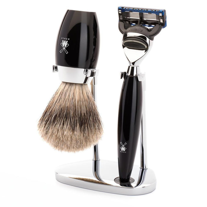 MÜHLE Kosmo Black 3-Piece Fine Badger & Fusion Shaving Set
