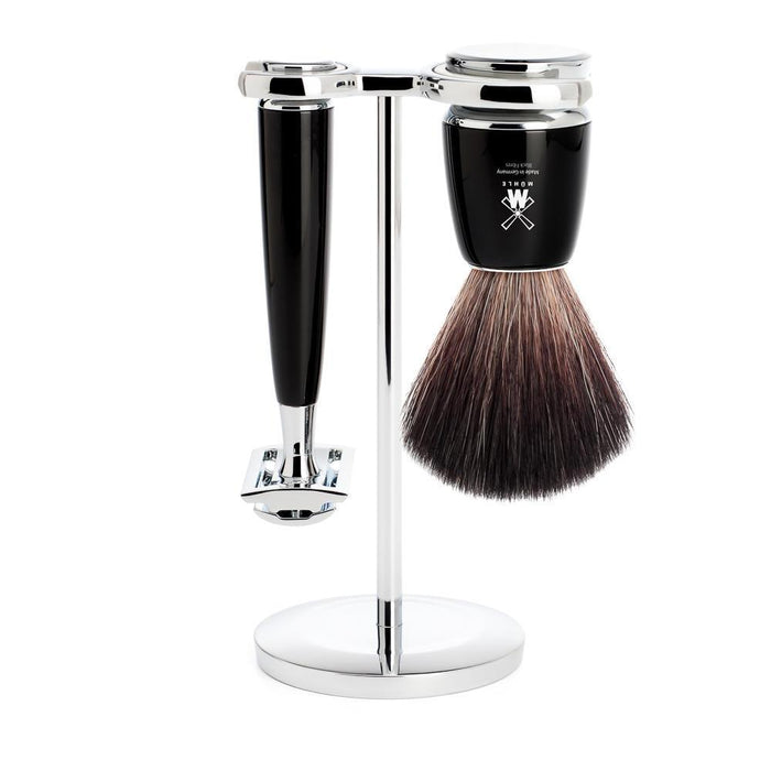 MÜHLE Rytmo Black 3-Piece Black Fiber & Safety Razor Shaving Set