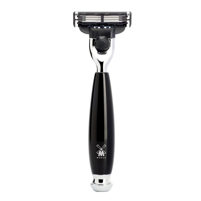 MÜHLE Vivo Black Resin 4-Piece Black Fiber & Mach-3 Shaving Set, Razor