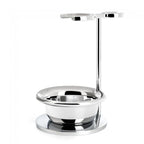 MÜHLE Vivo Brown Horn 4-Piece Black Fiber & Mach-3 Shaving Set, Soap Dish and Metal Stand