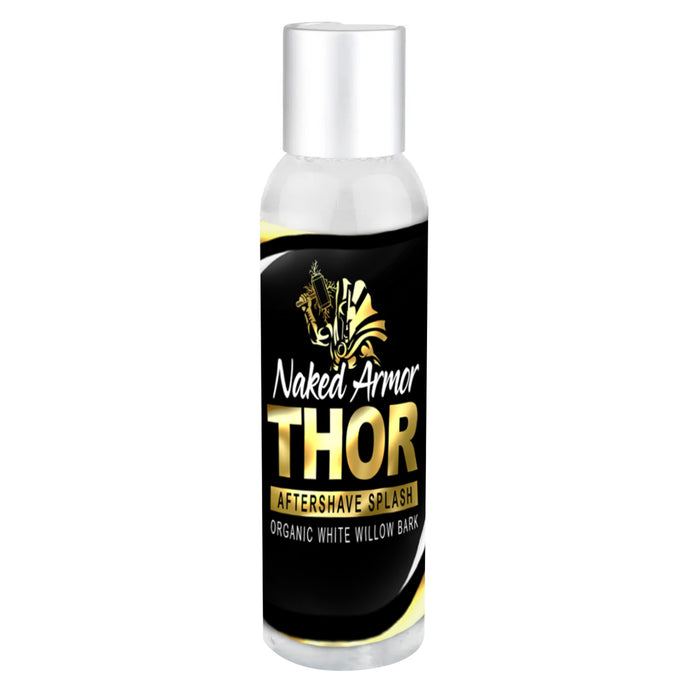 Naked Armor Thor AHA Aftershave Splash 4 fluid ounces (Vegan Friendly).