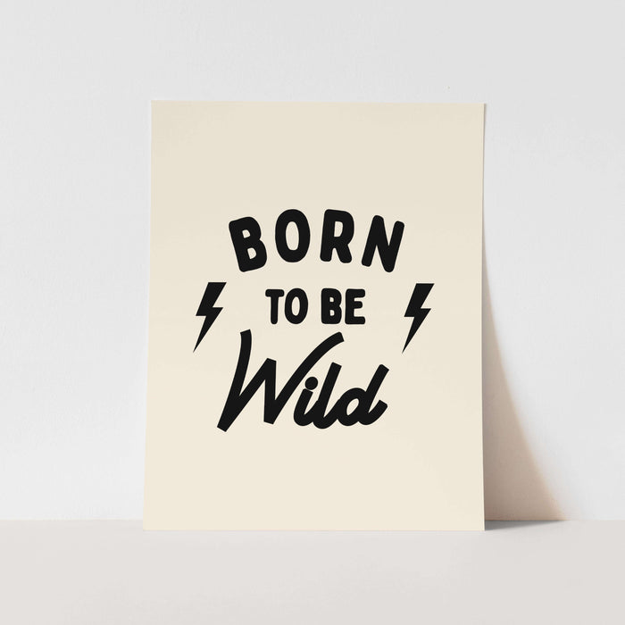 Beige greeting card with 'Born to be Wild' text on a light gray background