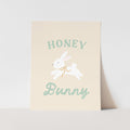 Card with a bunny illustration and text 'Honey Bunny' on a beige background