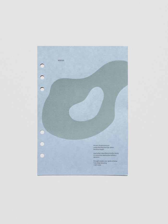 Textured blue cardstock planner dashboard with organic shape design flocked in blue-green with text.