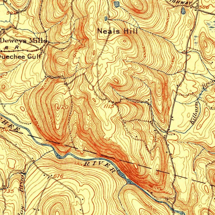 Old Map of Hanover, New Hampshire by USGS, 1908 – Dartmouth College, Quechee & Connecticut River