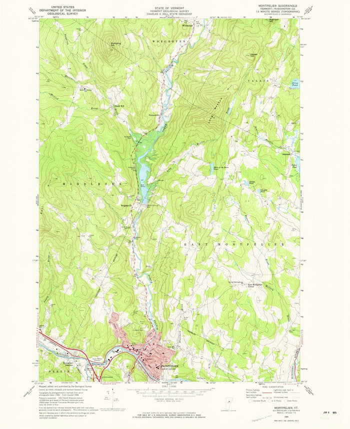 Old Map of Montpelier, Vermont by USGS, 1968 – East Montpelier, Worcester & Middlesex