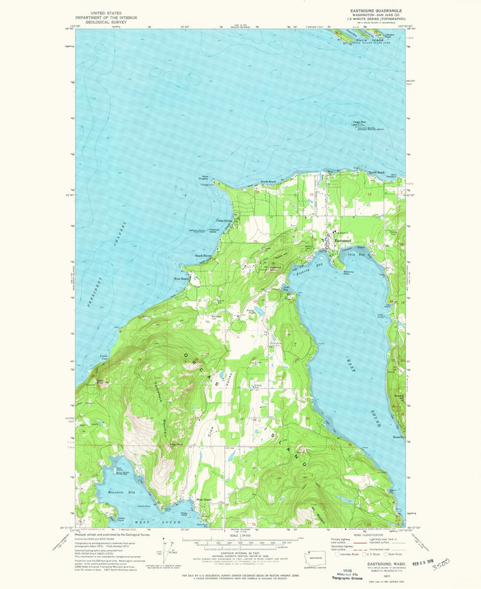 Old Map of Orcas Island, Washington by USGS, 1977 – Eastsound, Rosario & Deer Harbor