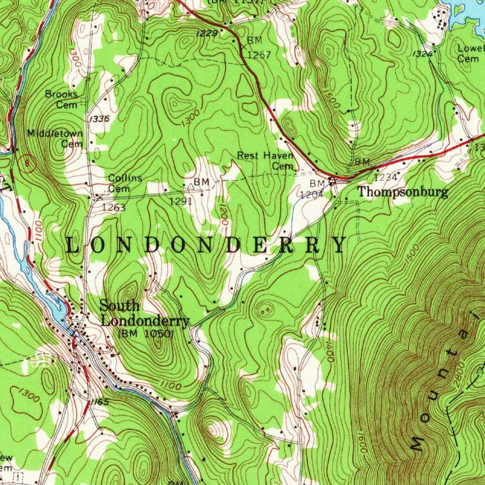 Old Map of Stratton, Vermont by USGS, 1957 – Londonderry, Jamaica & Green Mountains