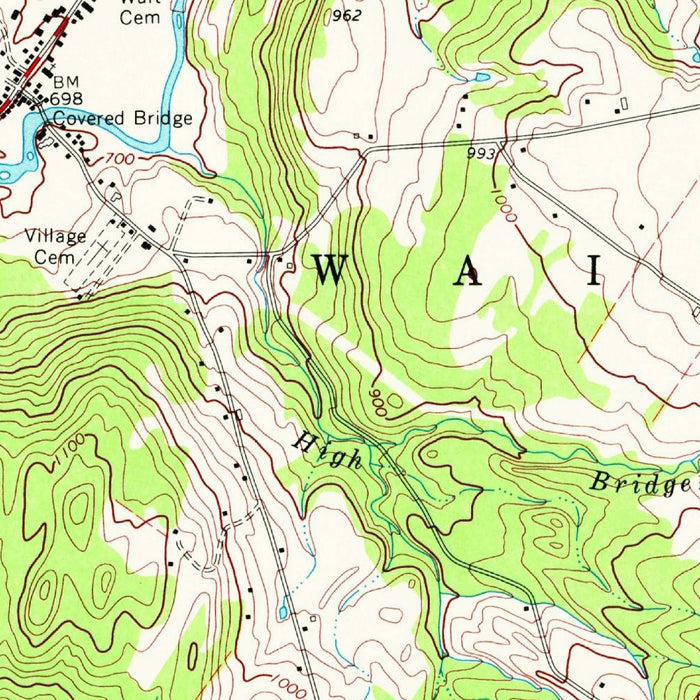 Old Map of Waitsfield, Vermont by USGS, 1970 – Mad River, East Waitsfield & Long Trail