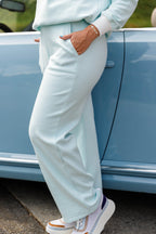 Baby Blue Striped Lounge Set- Women's Straight Leg Lounge Pants- Women's Matching Stripe Lounge Set