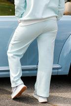 Baby Blue Striped Lounge Set- Women's Straight Leg Lounge Pants- Women's Matching Stripe Lounge Set