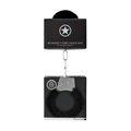 Image of black Ouch! Beginner's Furry Handcuffs Black in packaging.