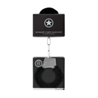 Image of black Ouch! Beginner's Furry Handcuffs Black in packaging.