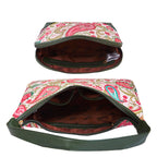 Women's White & Pink Shoulder Hobo Bag with Cosmetic Pouch for Travel & Gifting