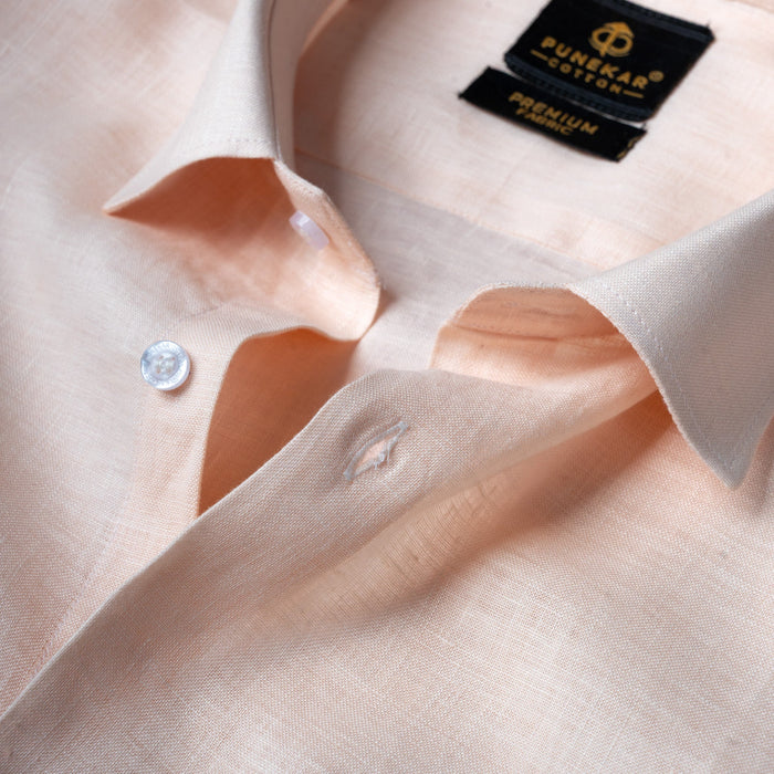 Peach 60Lea Pure Linen Shirt For Men - Punekar Cotton