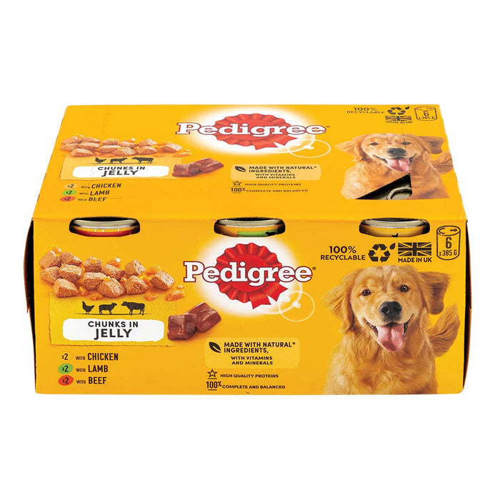 Pedigree Chunks in Jelly Adult Wet Dog Food Cans 385g x 6 Pack
