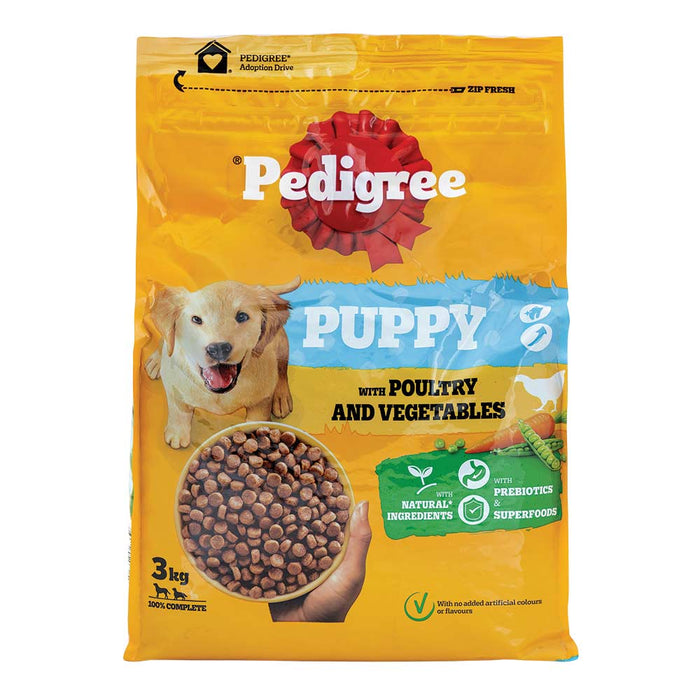 Pedigree Junior/Puppy Dry Dog Food With Poultry & Vegetables 3 Kg