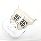 Petface Hooded Corner Cat Litter Tray scoop and filter on white background