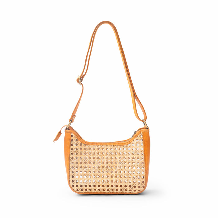 Pia Rattan Shoulder Bag in Tan
