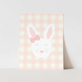 {Pink Gingham} Bunny Art Print