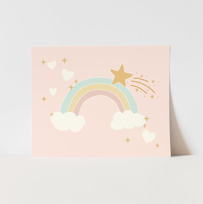 {Pink} Pastel Rainbow Art Print
