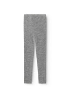 Gråmelerede uld leggings fladt udlagt med tætsiddende pasform og lige søm.